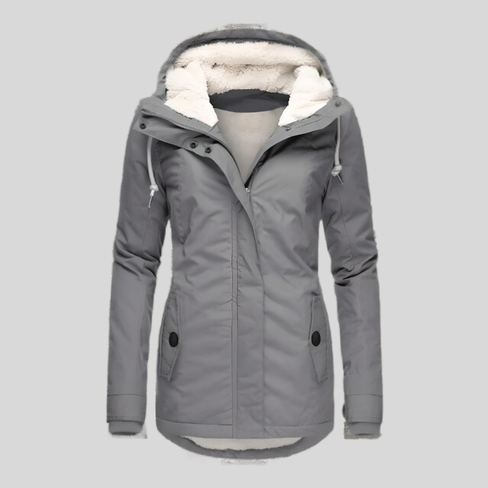Women’s Cozy Hooded Winter Jacket with Front Zip 0