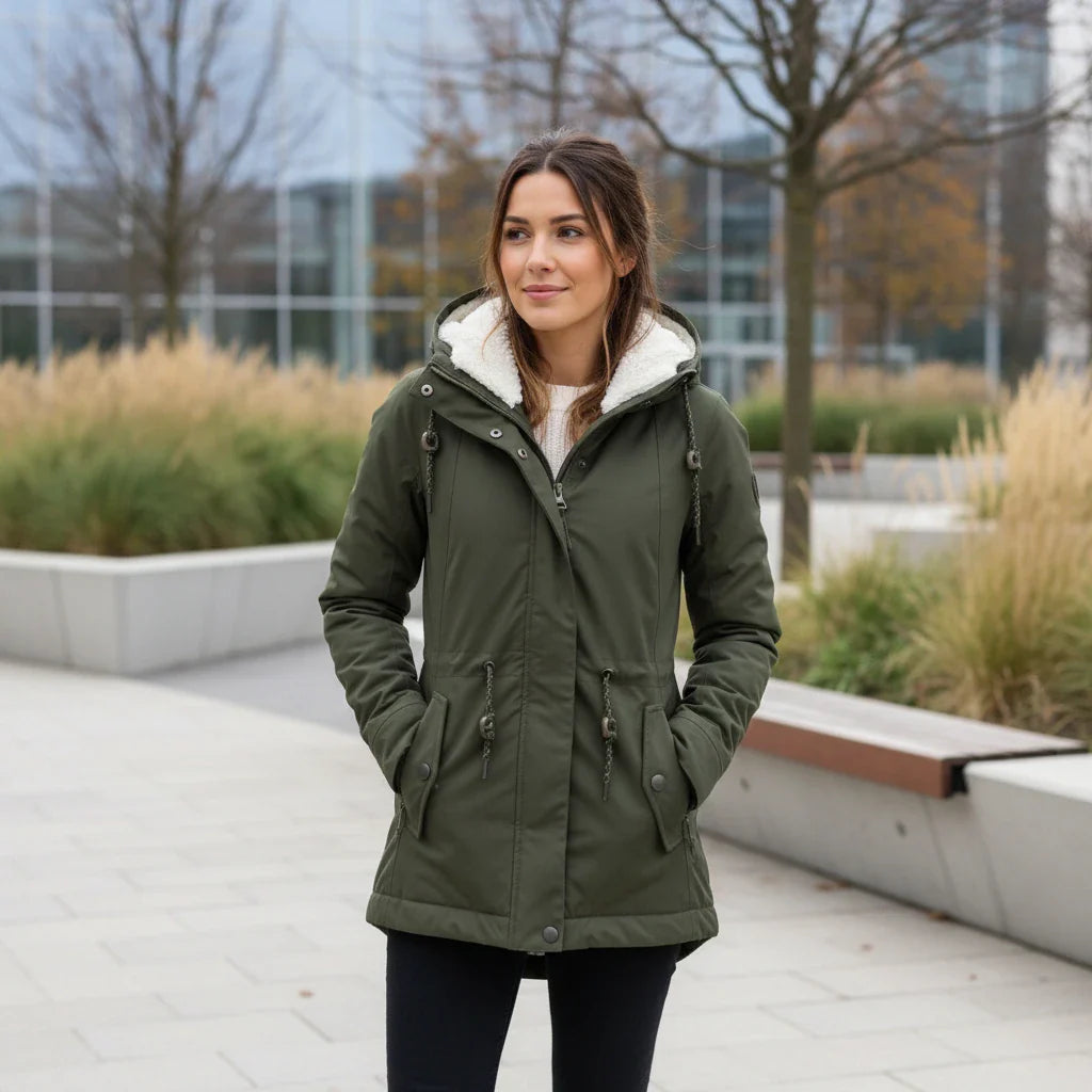Women’s Cozy Hooded Winter Jacket with Front Zip 2