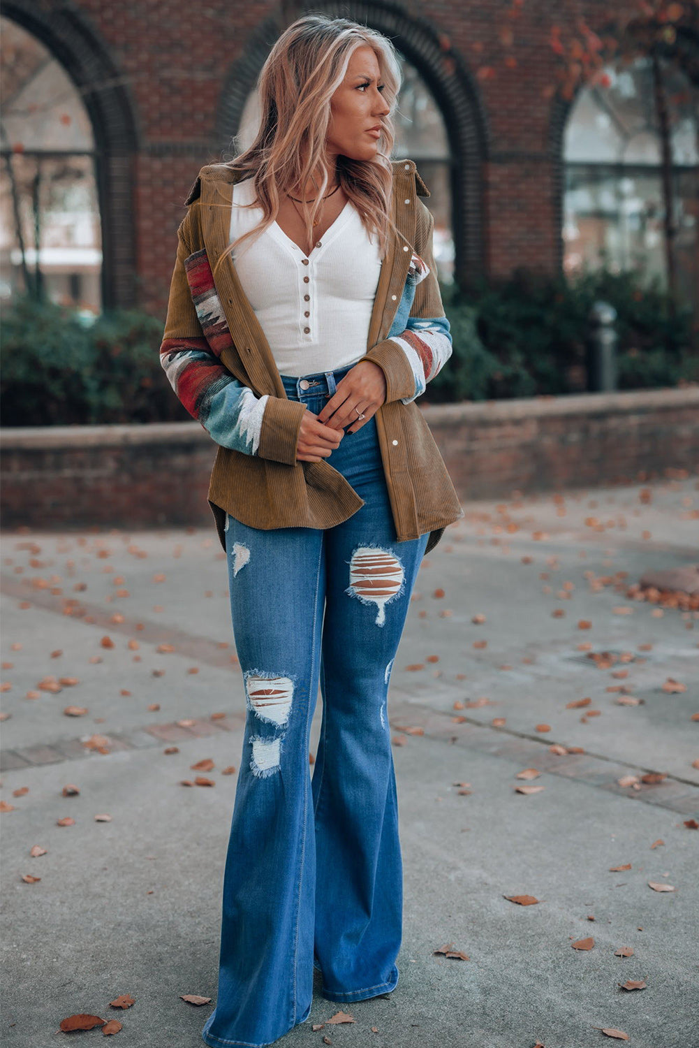 Corduroy jacket with Aztec pattern 8