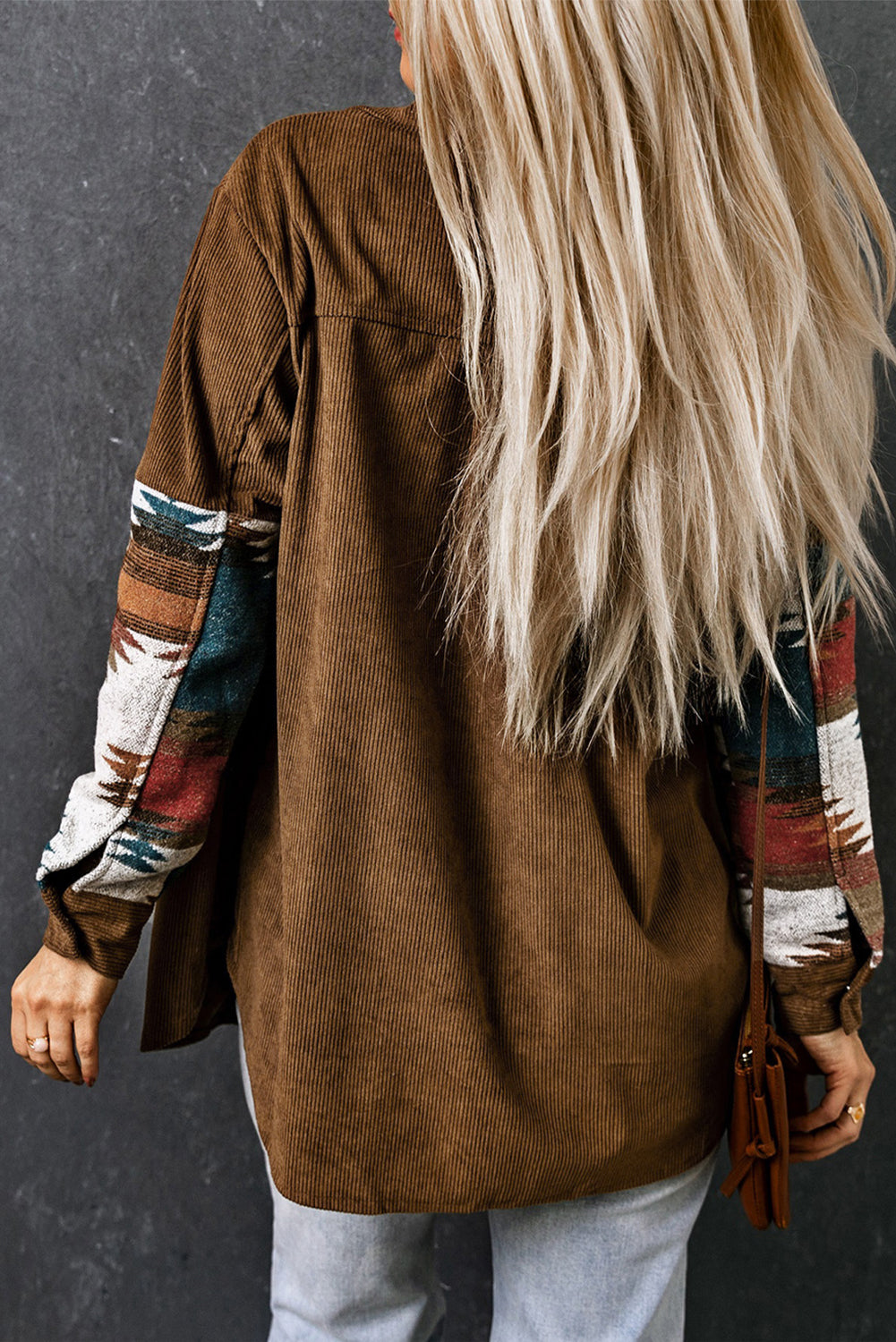 Corduroy jacket with Aztec pattern 1