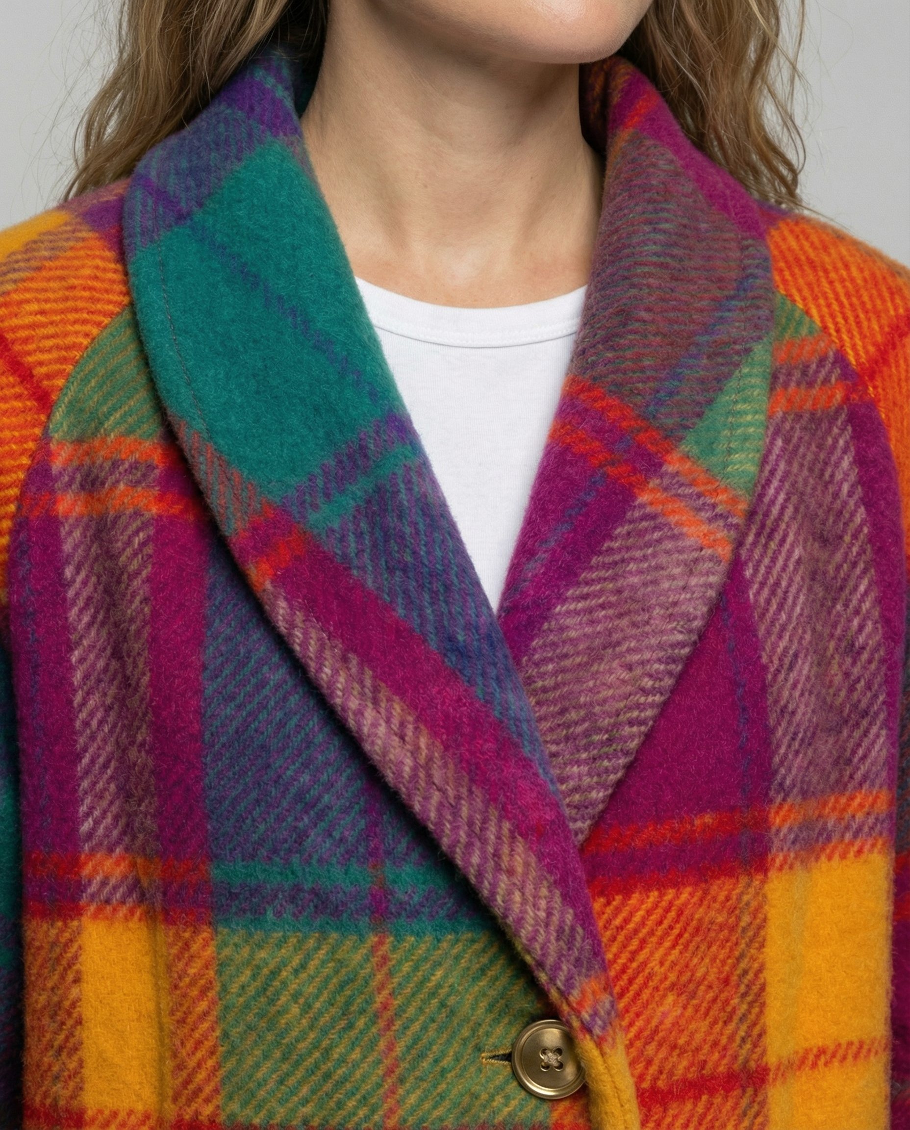 Oversized plaid women's jacket, colorful design 1
