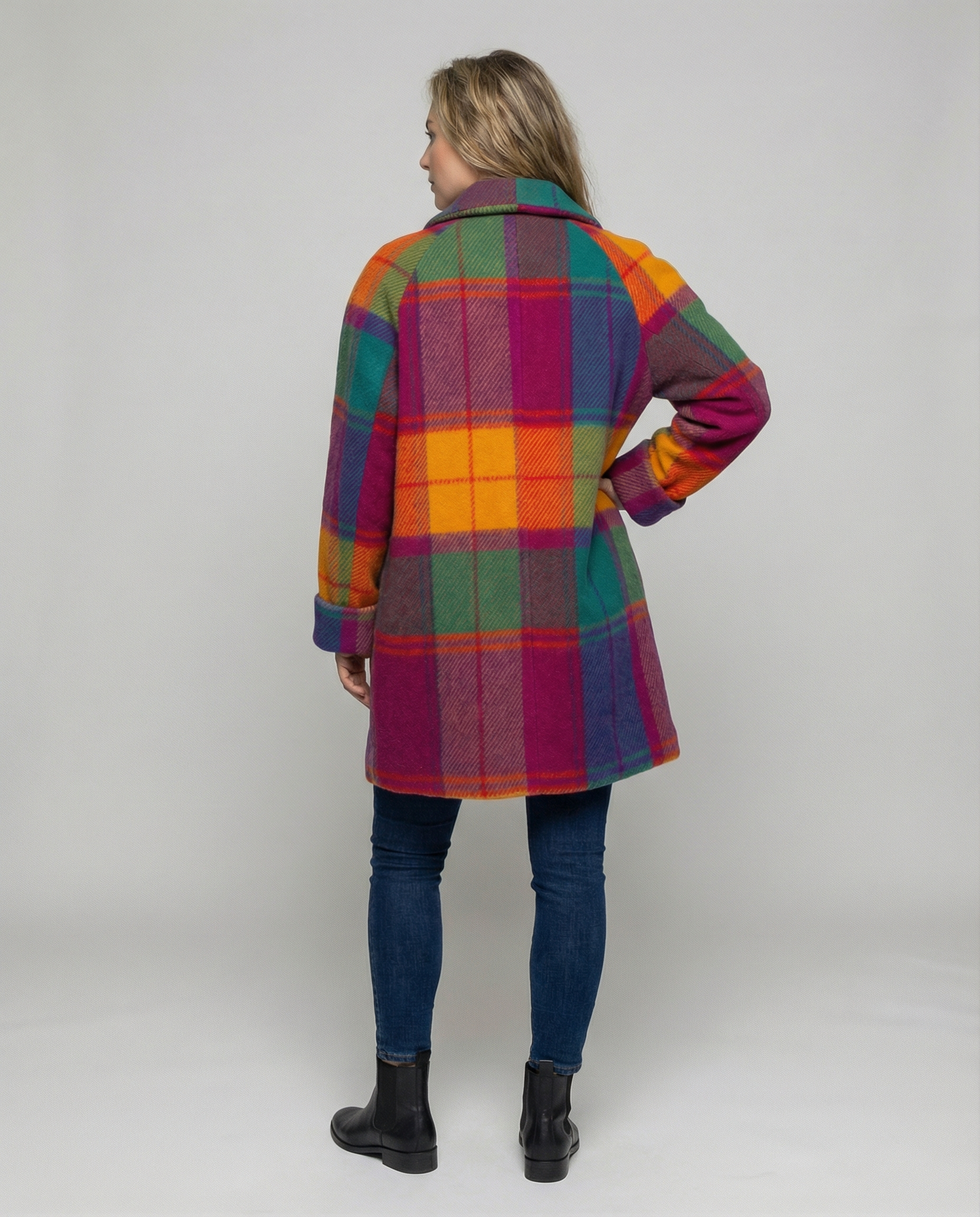 Oversized plaid women's jacket, colorful design 2