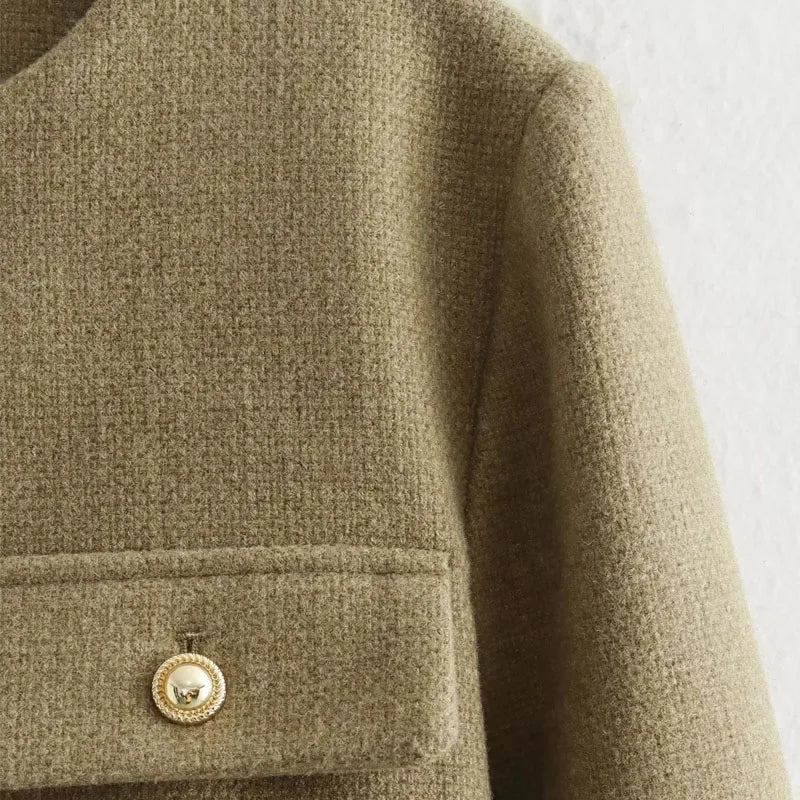 Women’s Jacket Round Neck Button Closure