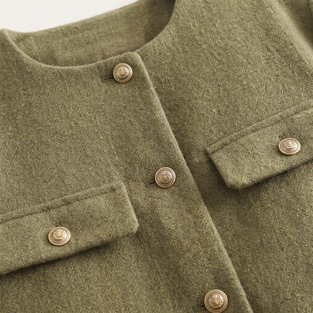 Women’s Jacket Round Neck Button Closure