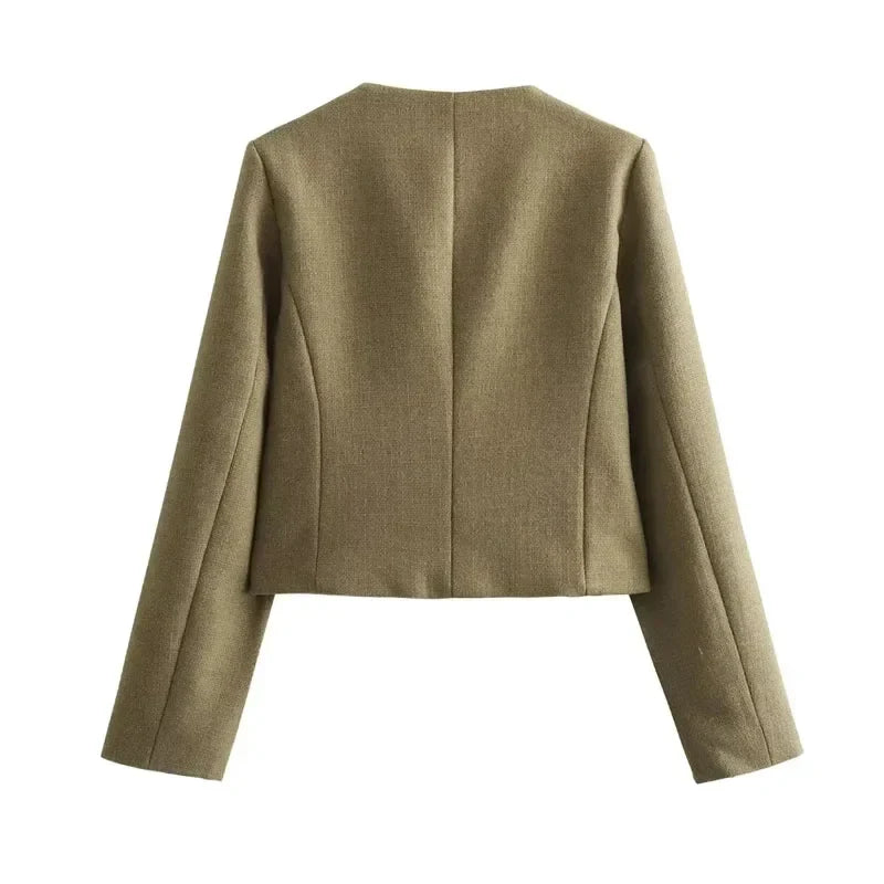 Women’s Jacket Round Neck Button Closure