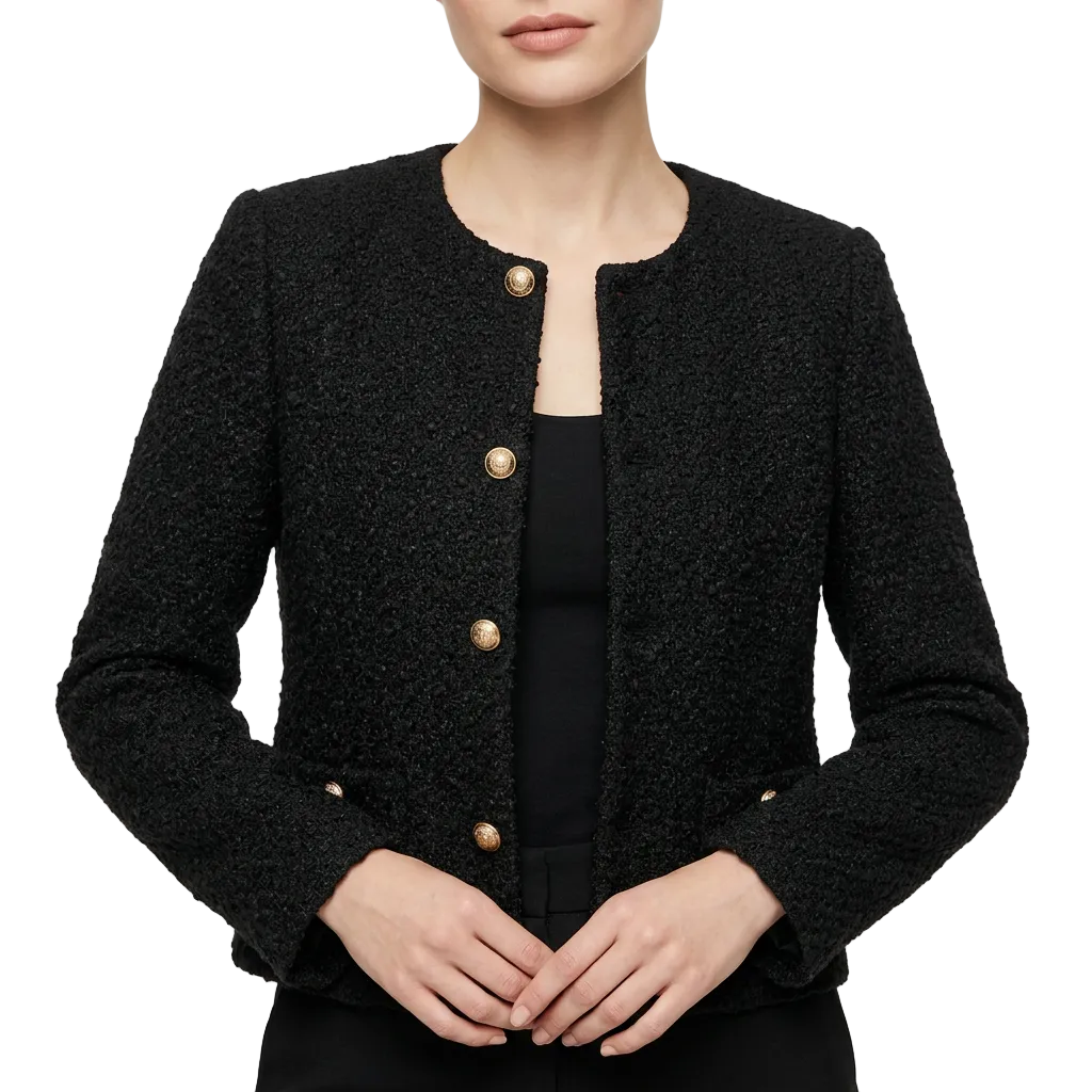 Women’s Jacket Round Neckline and Single Breasted Closure