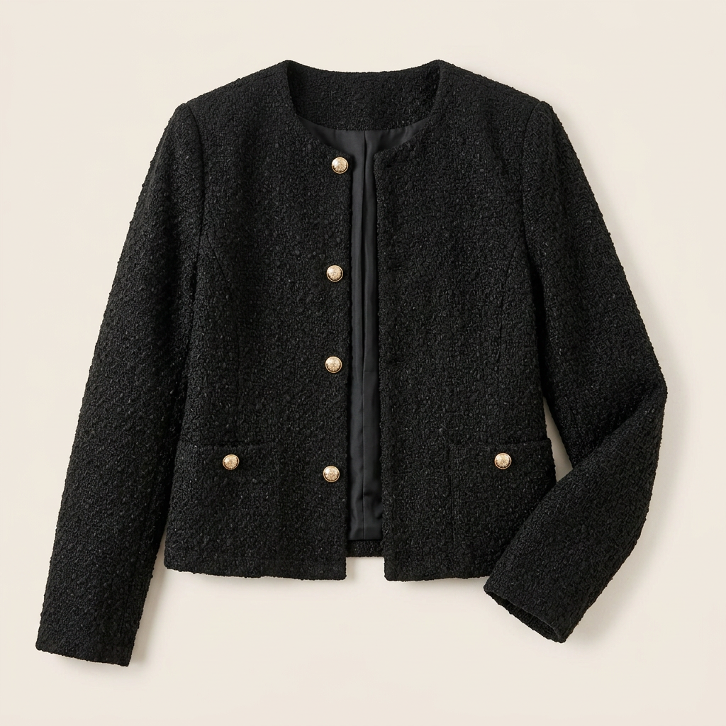 Women’s Jacket Round Neckline and Single Breasted Closure
