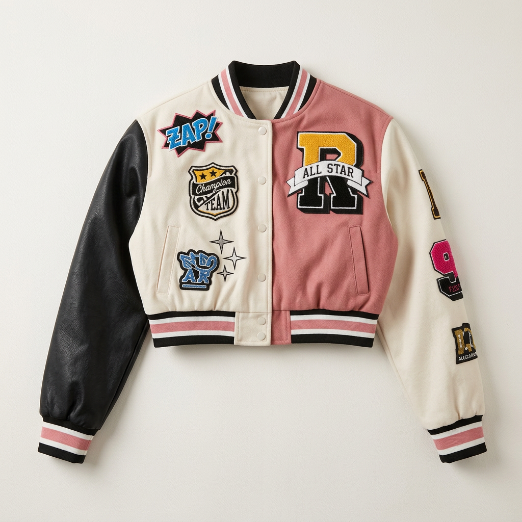 Women’s Jacket Snap Button Front with Graphic Patches
