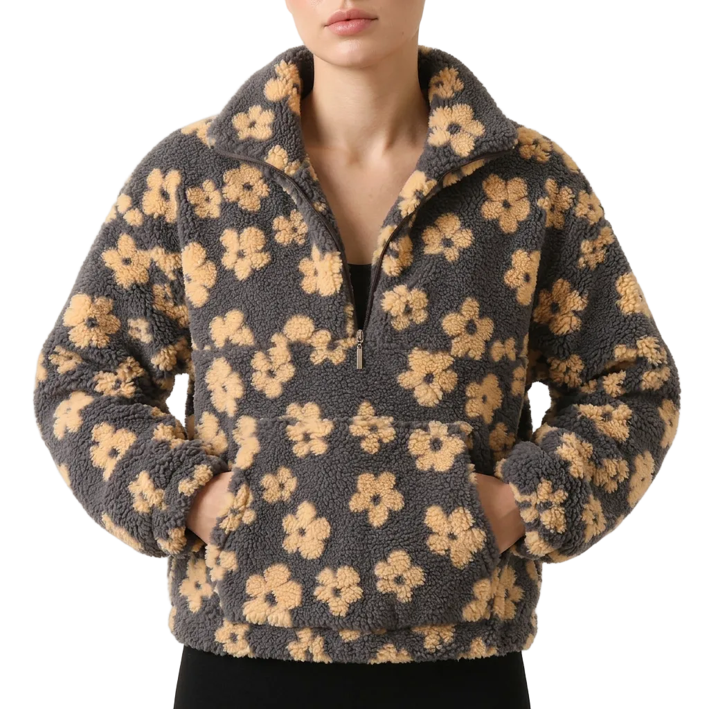 Women’s Jacket Stand Collar Half-Zip Fastener