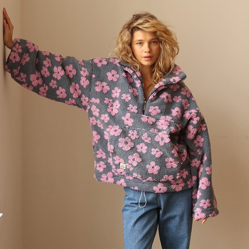 Women’s Jacket Stand Collar Half-Zip Fastener