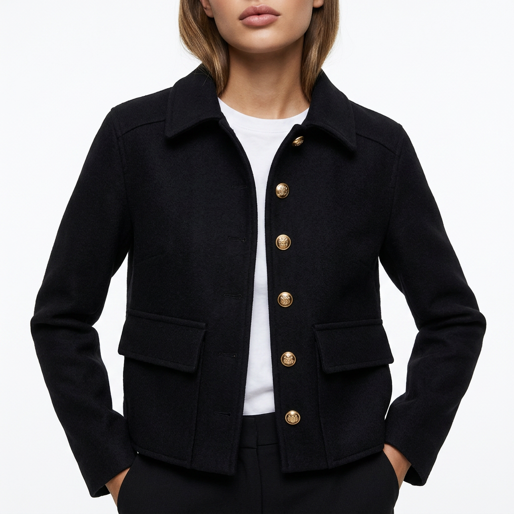 Women’s Jacket Turn-Down Collar Button Closure