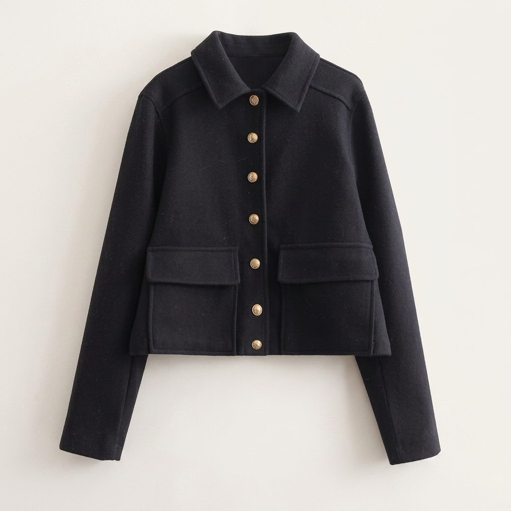 Women’s Jacket Turn-Down Collar Button Closure