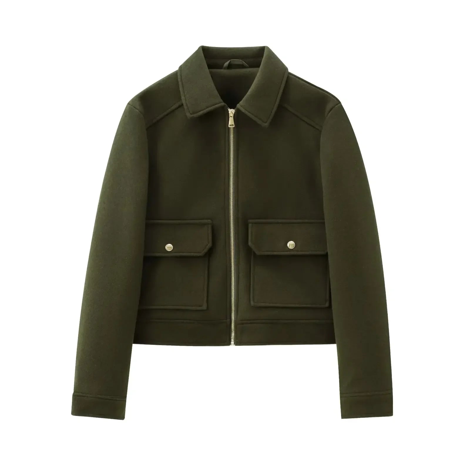 Women’s Jacket Turn-Down Collar Zipper Closure