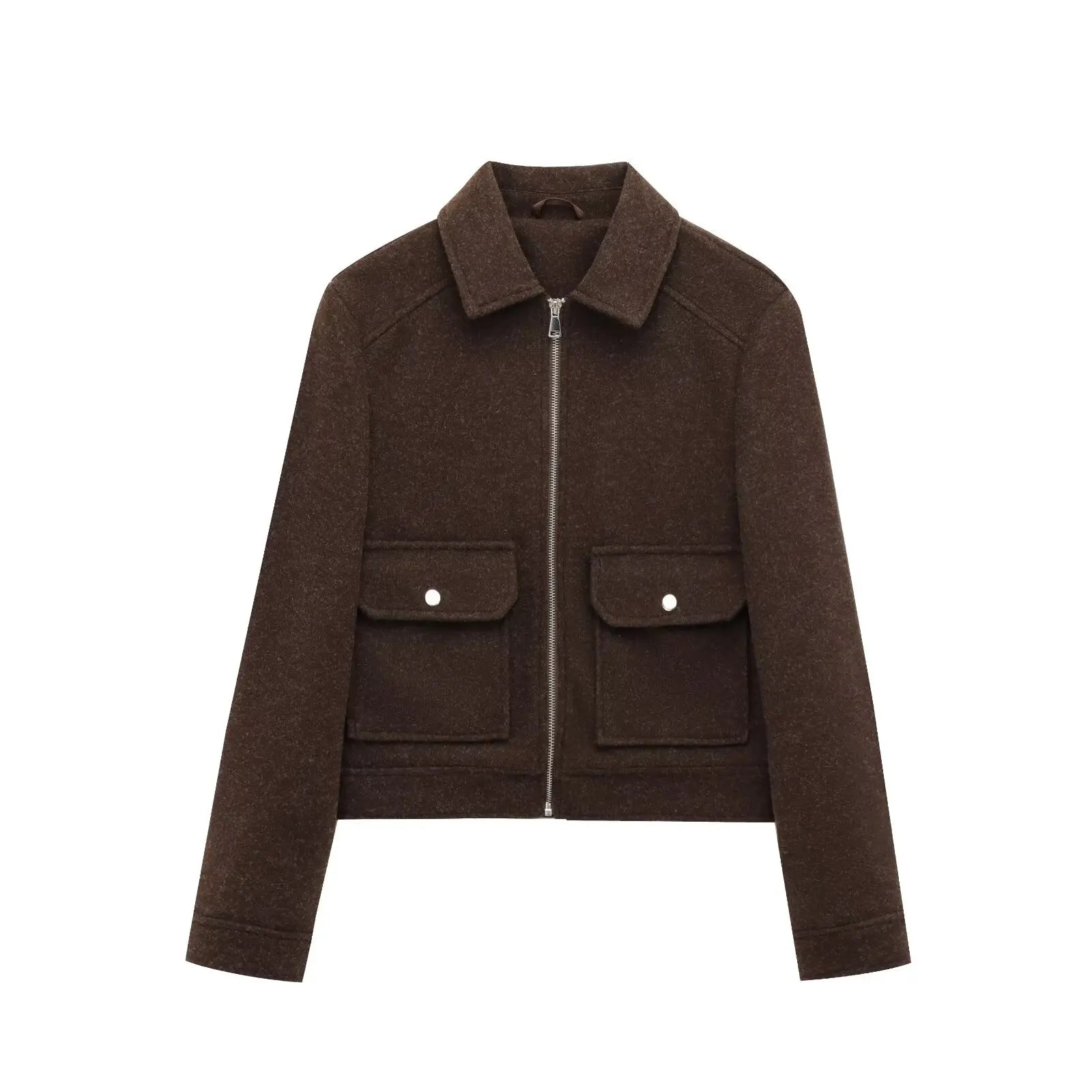 Women’s Jacket Turn-Down Collar Zipper Closure