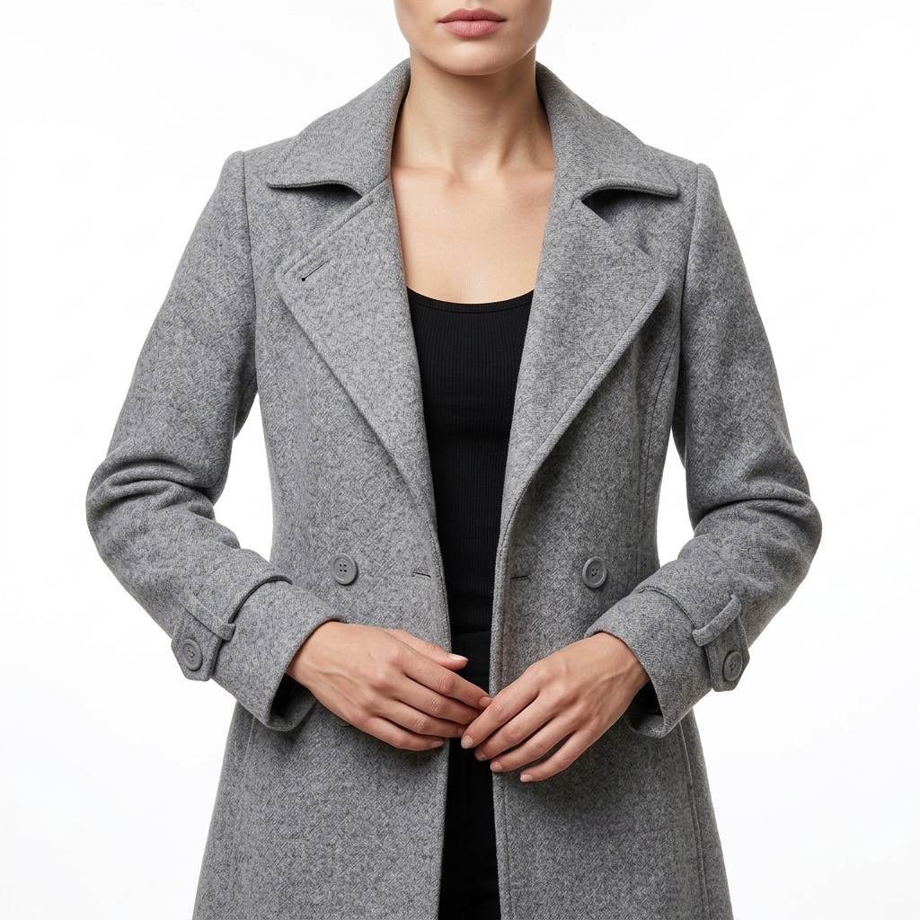 Women’s Knee-Length Coat Double Breasted Style
