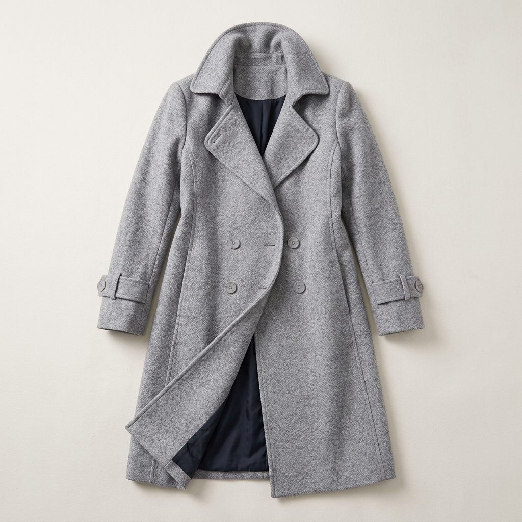 Women’s Knee-Length Coat Double Breasted Style