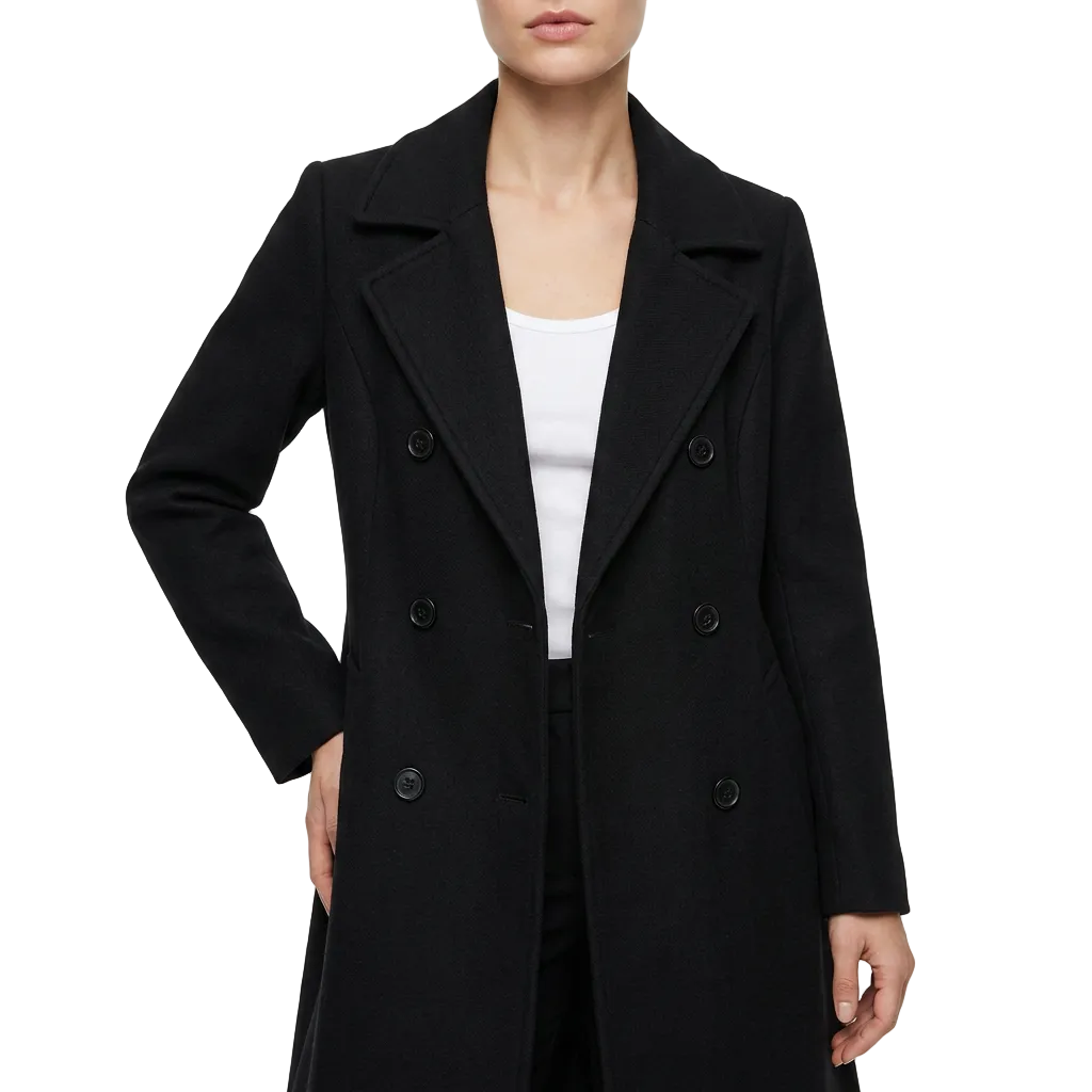 Women’s Knee-Length Coat Notch Lapel Open Front