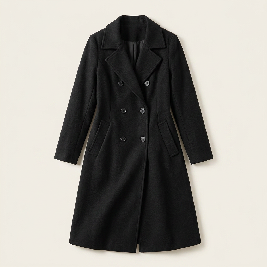 Women’s Knee-Length Coat Notch Lapel Open Front