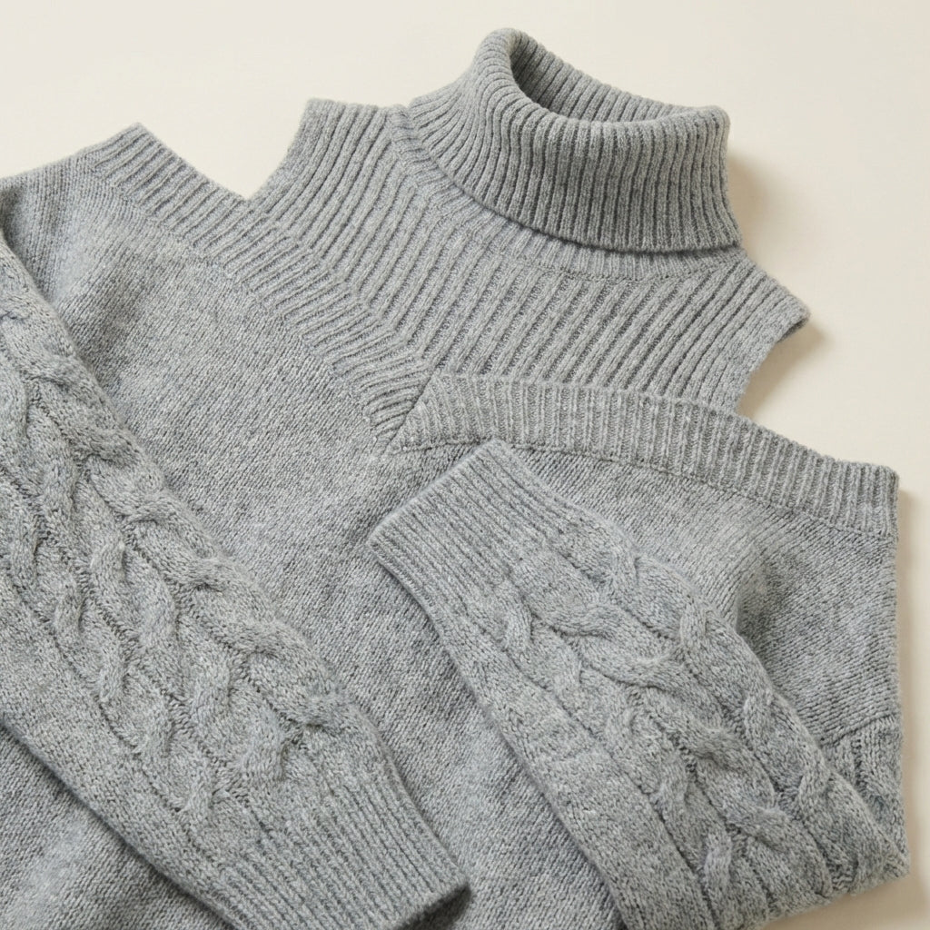 Women’s Knit Sweater Cable Detail Sleeves