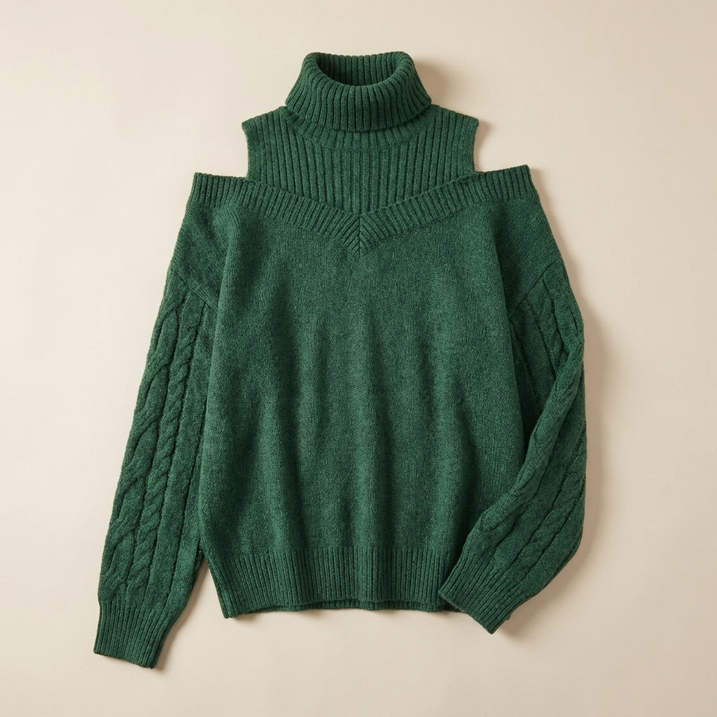 Women’s Knit Sweater Cable Detail Sleeves