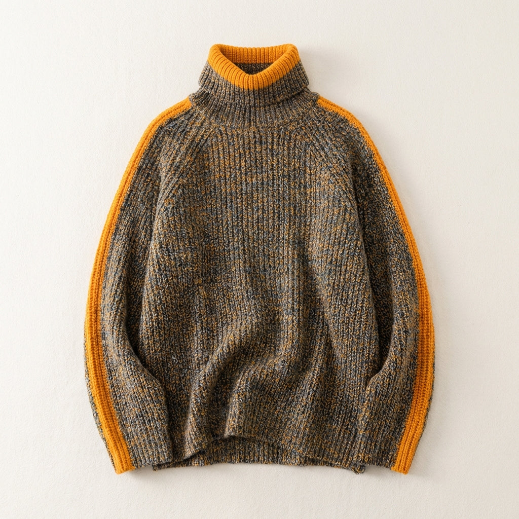Women’s Knit Sweater Contrast Stripe Sleeves