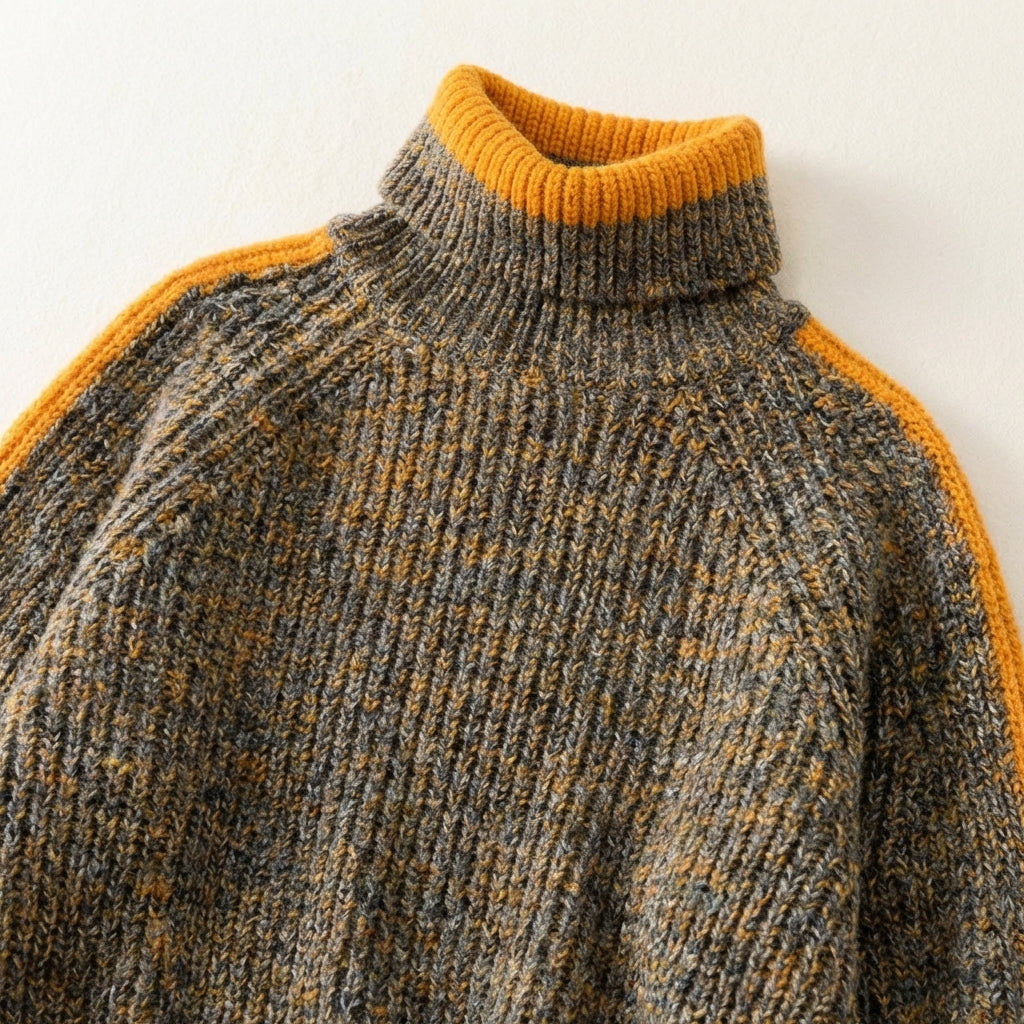 Women’s Knit Sweater Contrast Stripe Sleeves