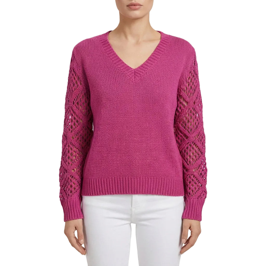 Women’s Knit Sweater Openwork Detail Sleeves