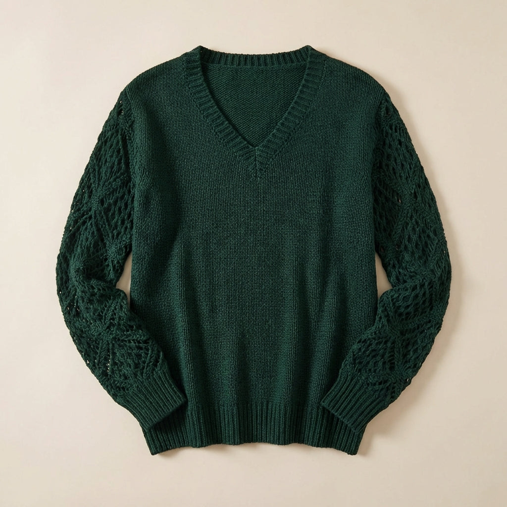 Women’s Knit Sweater Openwork Detail Sleeves