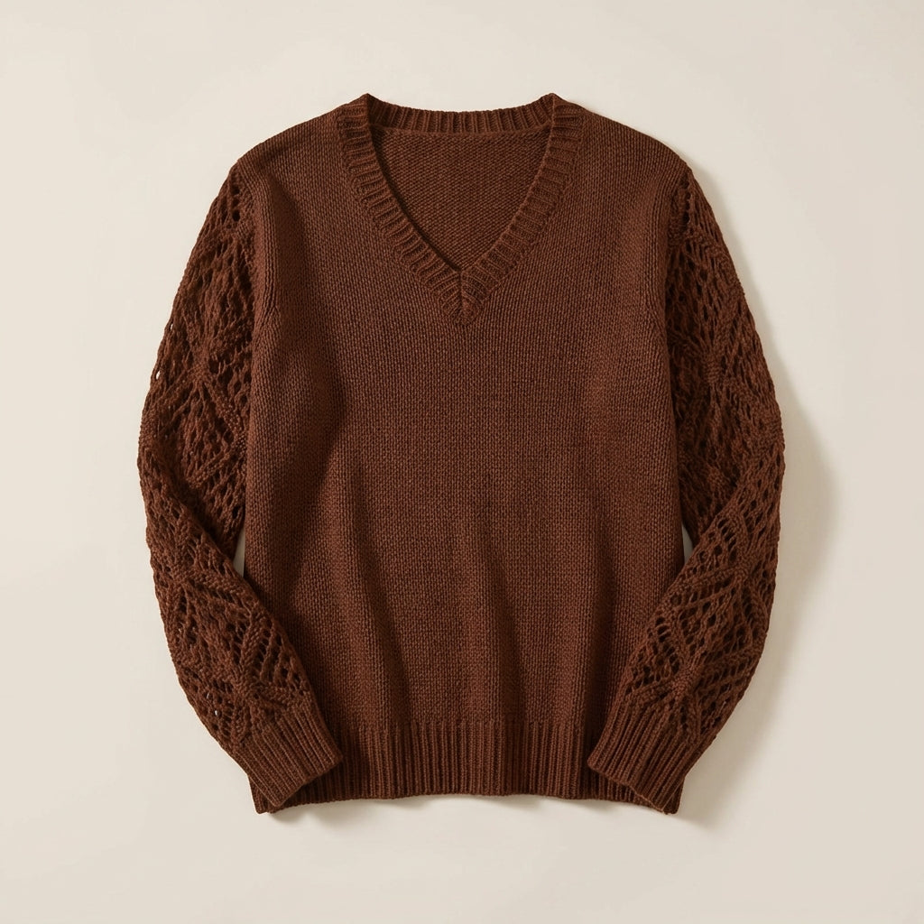 Women’s Knit Sweater Openwork Detail Sleeves