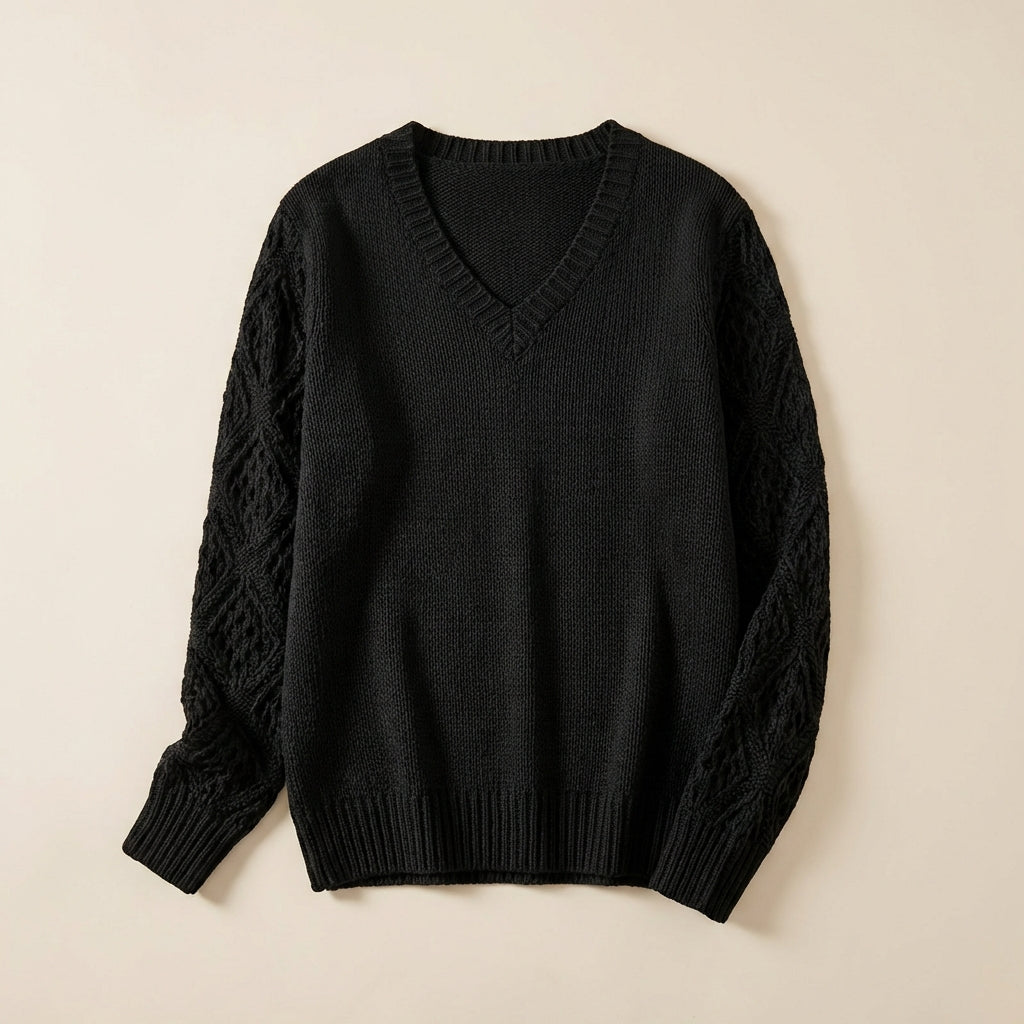 Women’s Knit Sweater Openwork Detail Sleeves