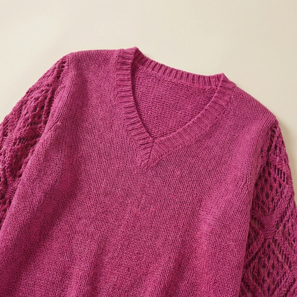 Women’s Knit Sweater Openwork Detail Sleeves