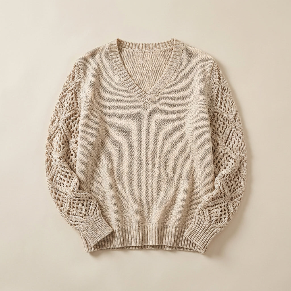 Women’s Knit Sweater Openwork Detail Sleeves