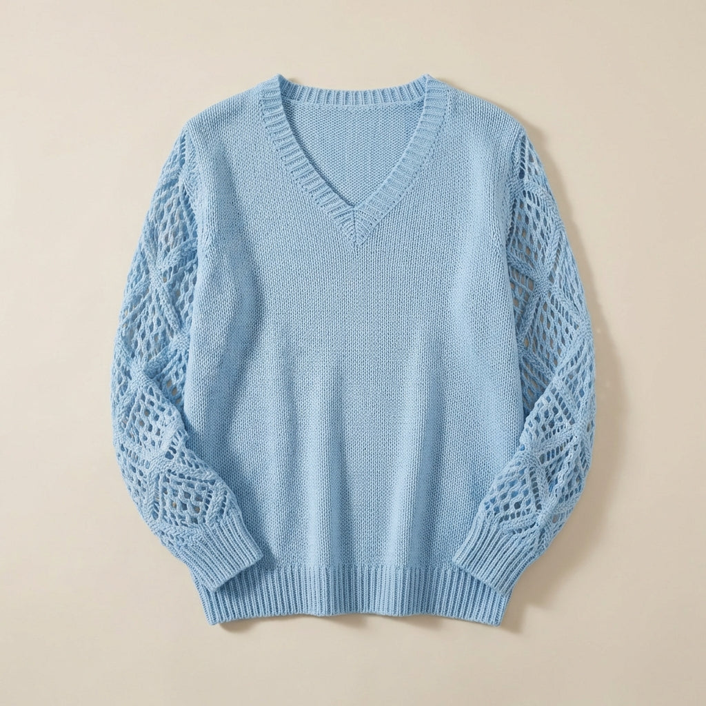 Women’s Knit Sweater Openwork Detail Sleeves