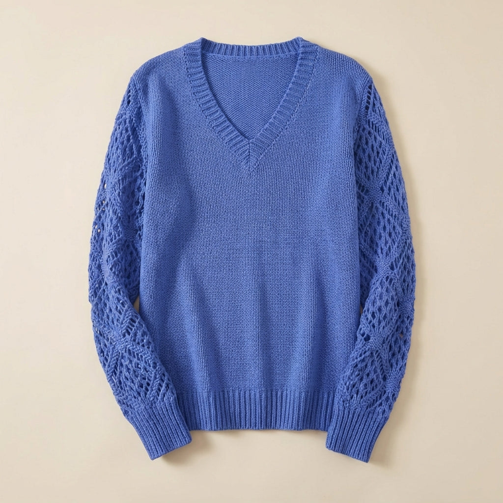 Women’s Knit Sweater Openwork Detail Sleeves