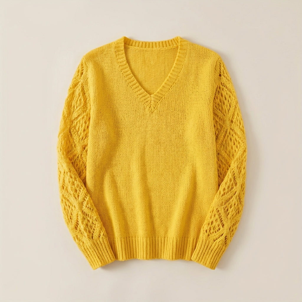 Women’s Knit Sweater Openwork Detail Sleeves