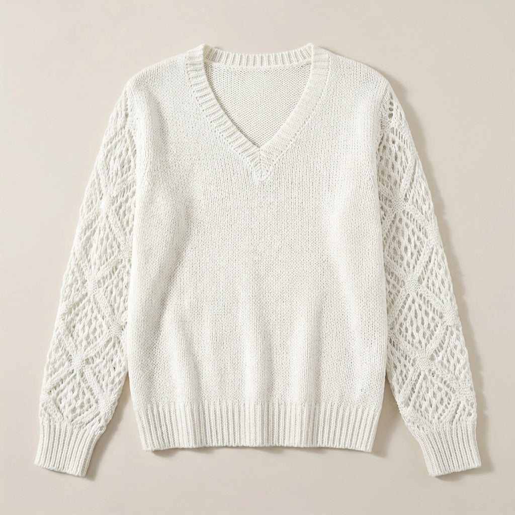 Women’s Knit Sweater Openwork Detail Sleeves