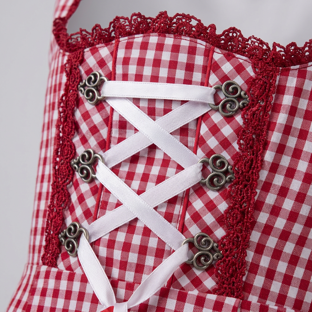 Women's Lace-Up Front Plaid Dress