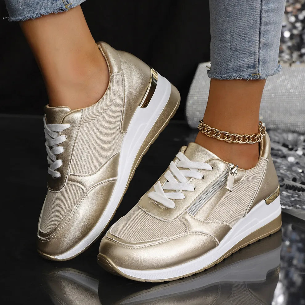 Women's Comfortable Sneakers with Side Zip, Cushioned Sole, and Modern Design 0