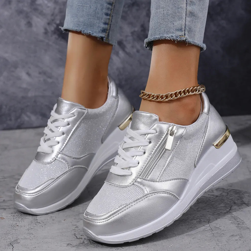 Women's Comfortable Sneakers with Side Zip, Cushioned Sole, and Modern Design 1