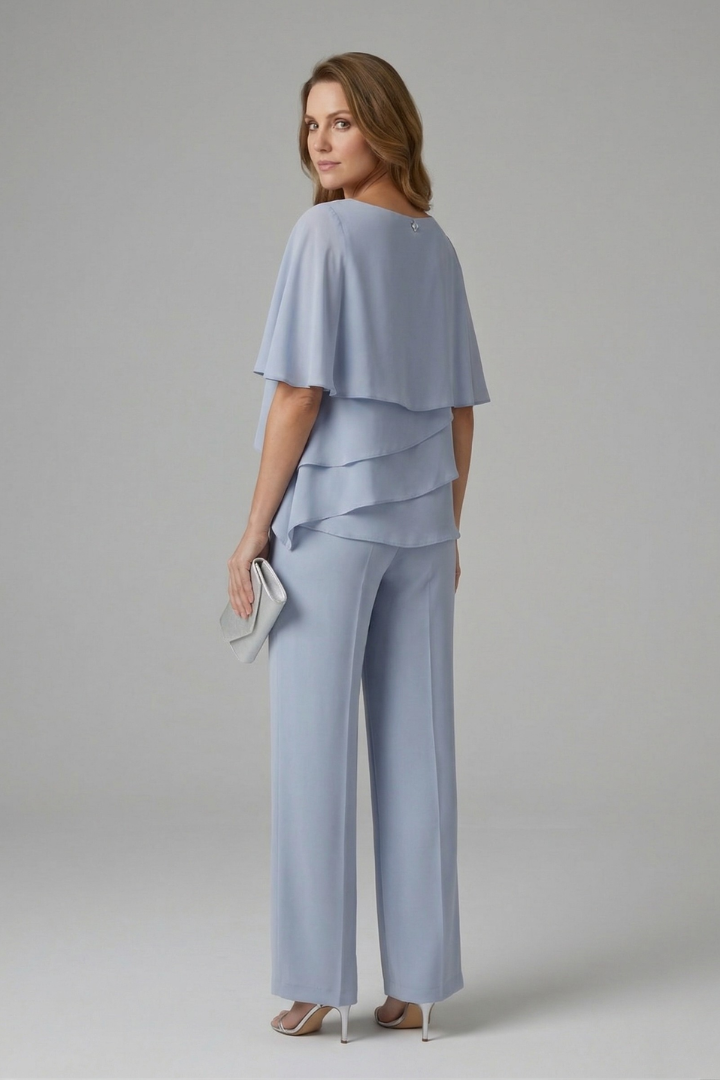 Women’s Top and Trousers Set with Layered Top and Straight Legs 4