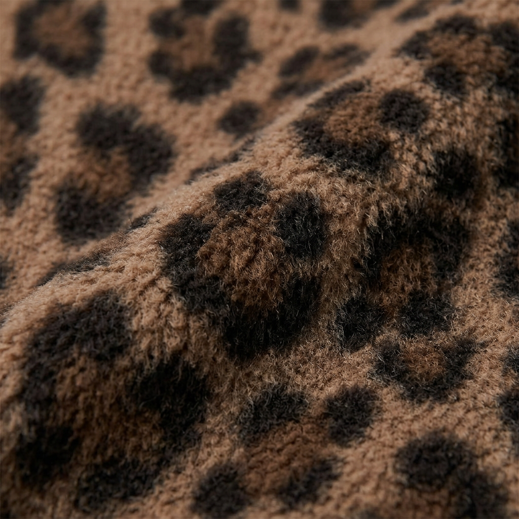 Women’s Leopard Print Jacket Snap Button Front Closure