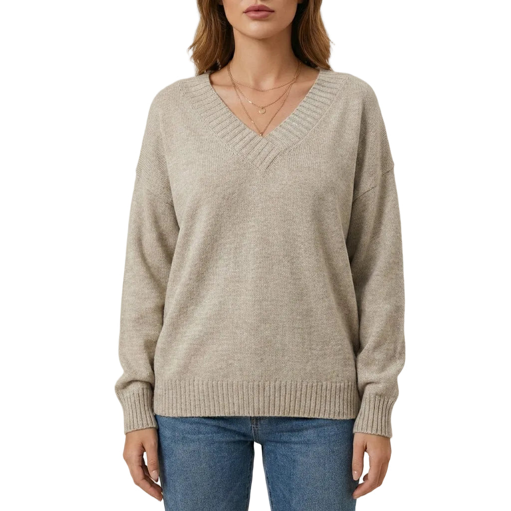 Women’s Long-Sleeve Sweater Drop Shoulders Straight Cut