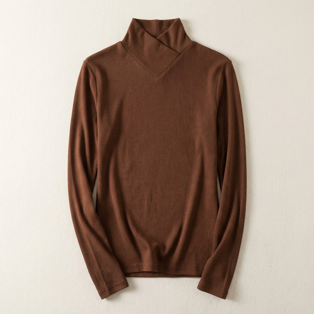 Women’s Long-Sleeve Sweater High Neck Fitted Cut