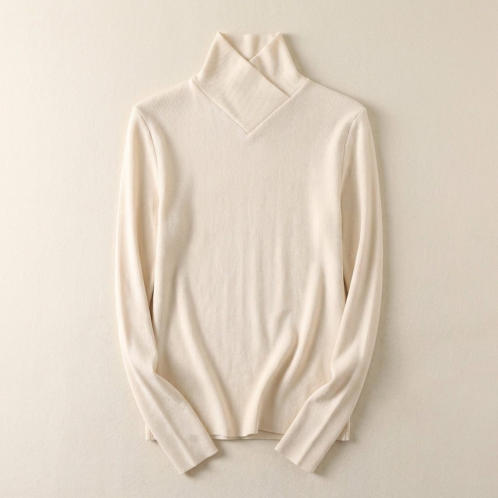 Women’s Long-Sleeve Sweater High Neck Fitted Cut