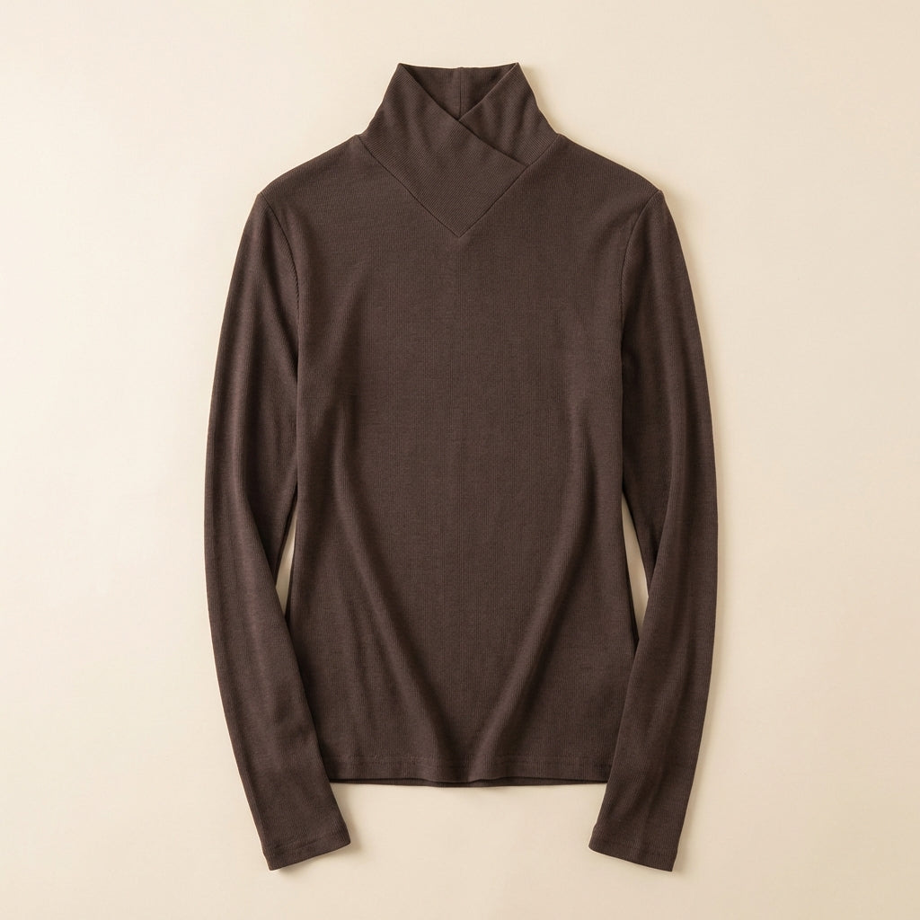 Women’s Long-Sleeve Sweater High Neck Fitted Cut
