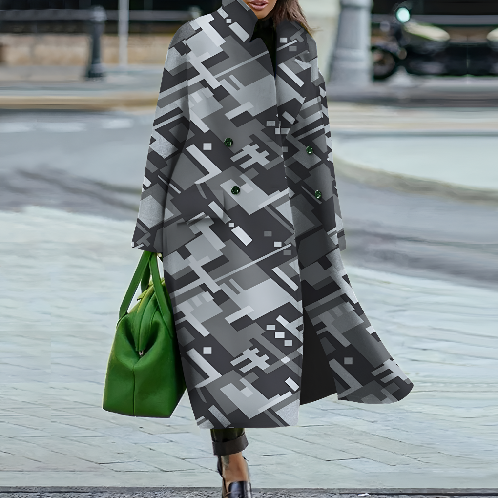Waterproof Long Coat with Buttons for Women 11