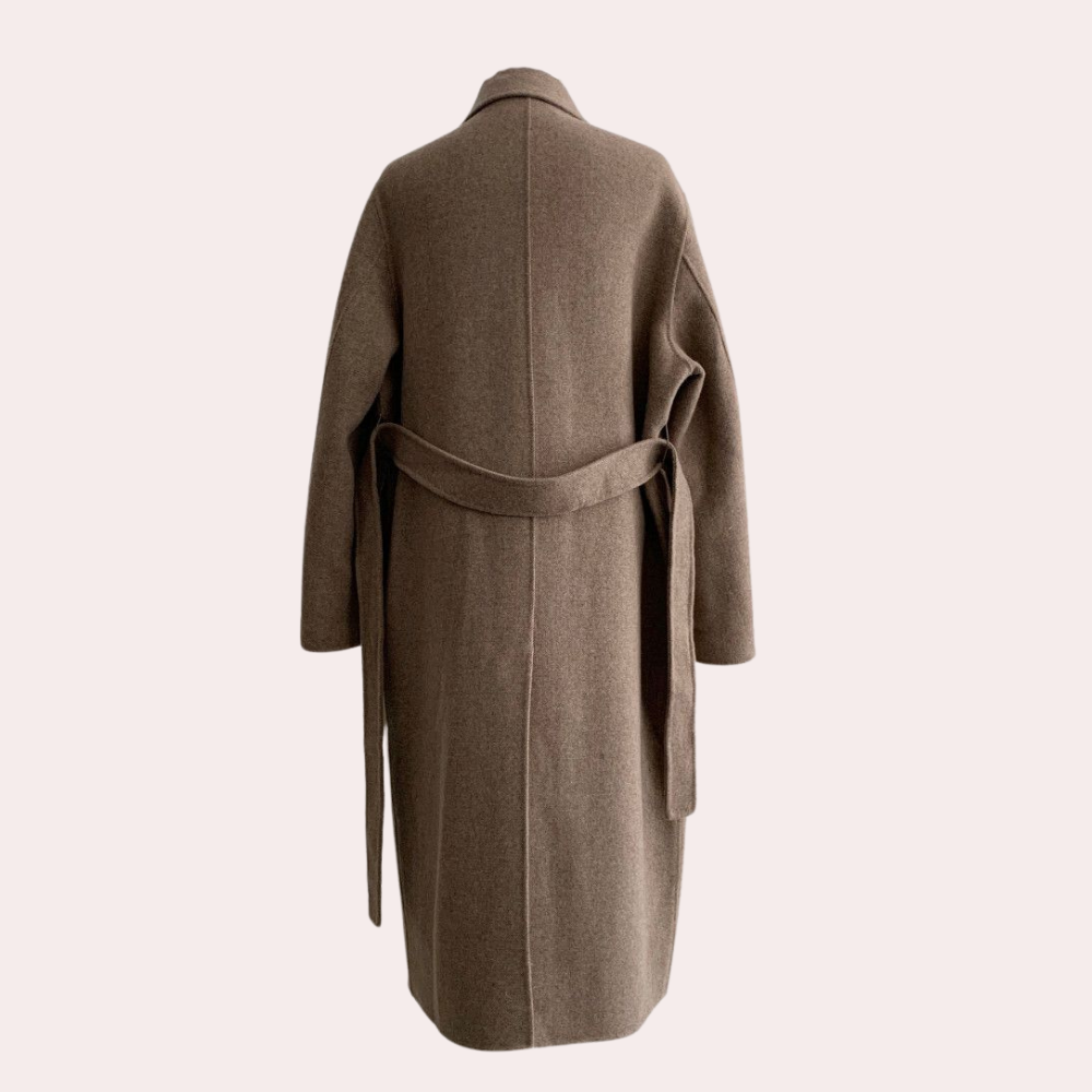 Amelia Women's Long Winter Coat – Elegant Double-Breasted with Warm Lining 4
