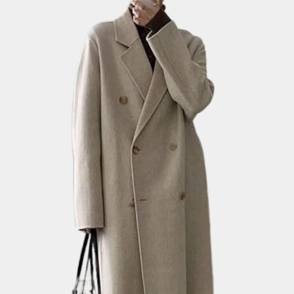 Amelia Women's Long Winter Coat – Elegant Double-Breasted with Warm Lining 1