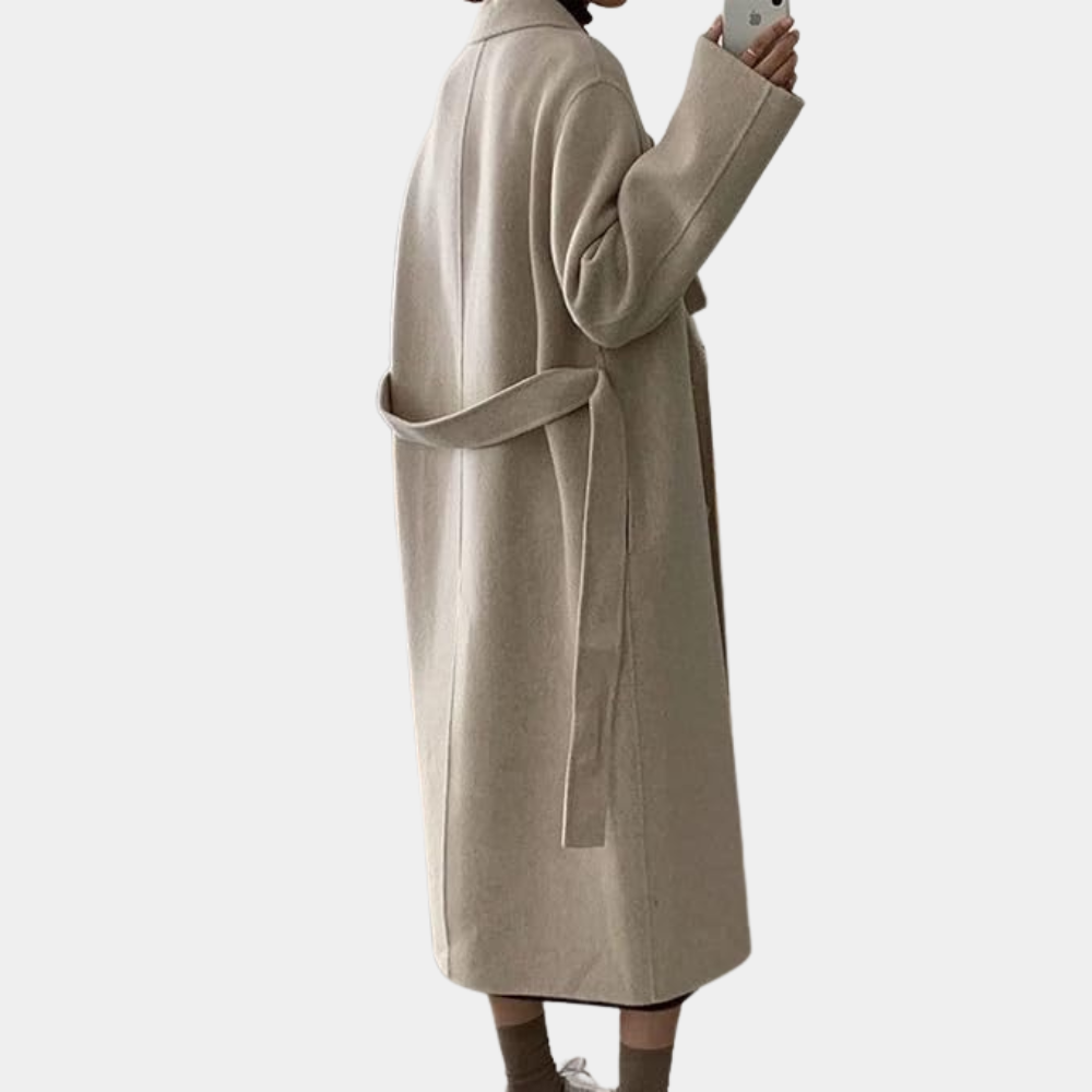 Amelia Women's Long Winter Coat – Elegant Double-Breasted with Warm Lining 2