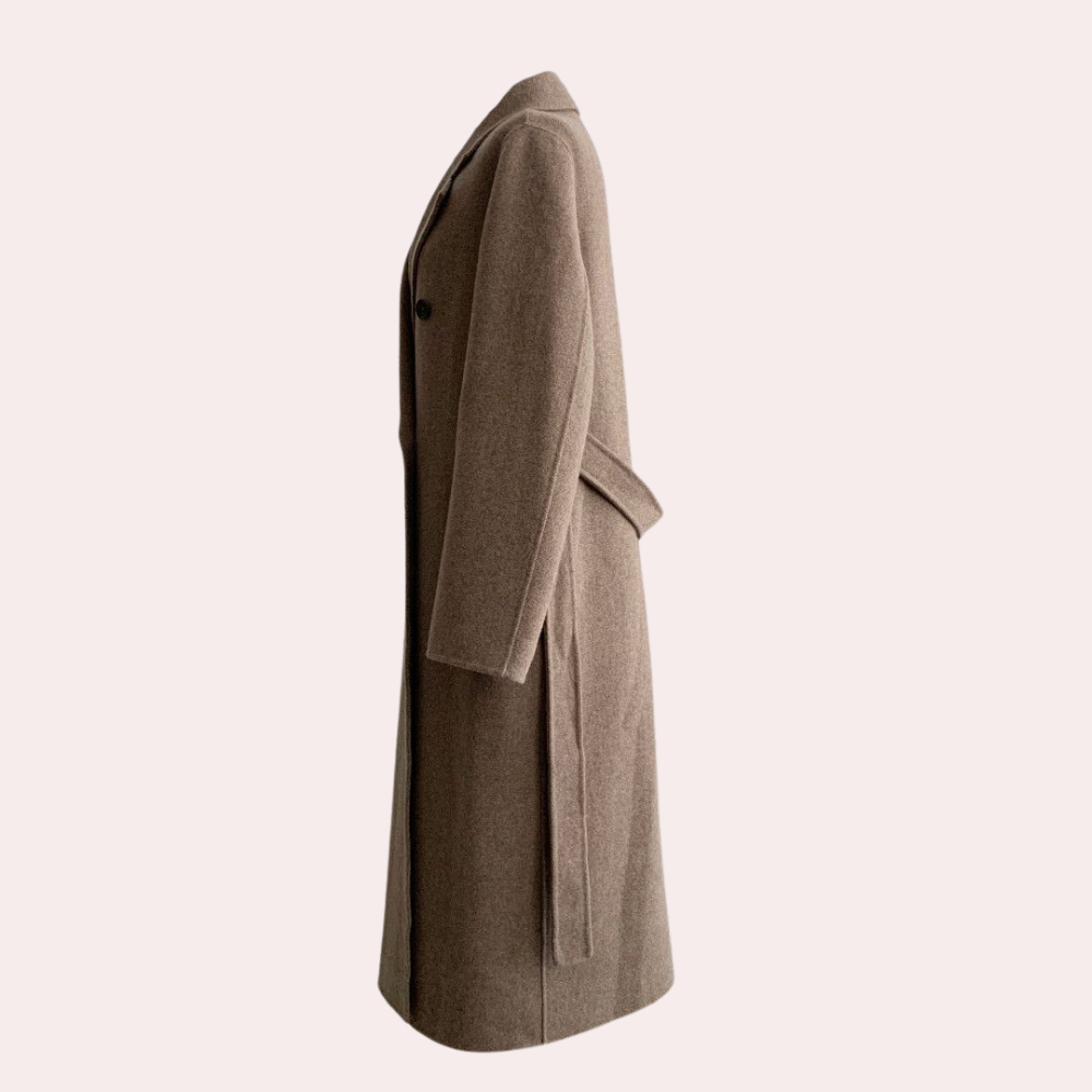 Amelia Women's Long Winter Coat – Elegant Double-Breasted with Warm Lining 5